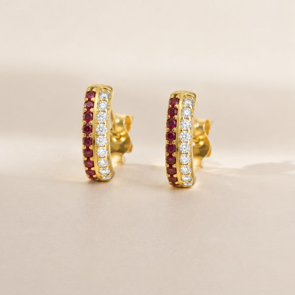 PENDIENTES ARO RUBIES CON DIAMANTES