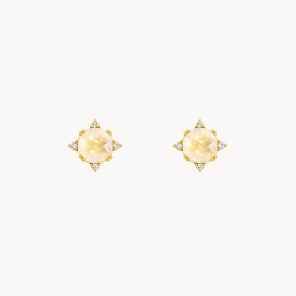 PENDIENTES CUARZO ROSA Y DIAMANTES