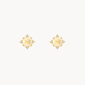 PENDIENTES CUARZO ROSA Y DIAMANTES