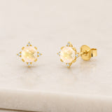 PENDIENTES CUARZO ROSA Y DIAMANTES