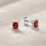 PENDIENTES GRANATE Y DIAMANTES