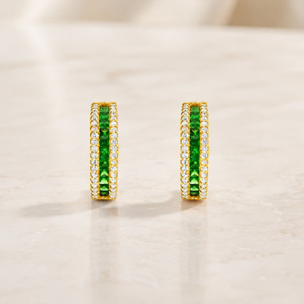 PENDIENTES CON GRANATES TSAVORITAS Y DIAMANTES