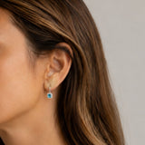 PENDIENTES TOPACIO AZUL Y DIAMANTES