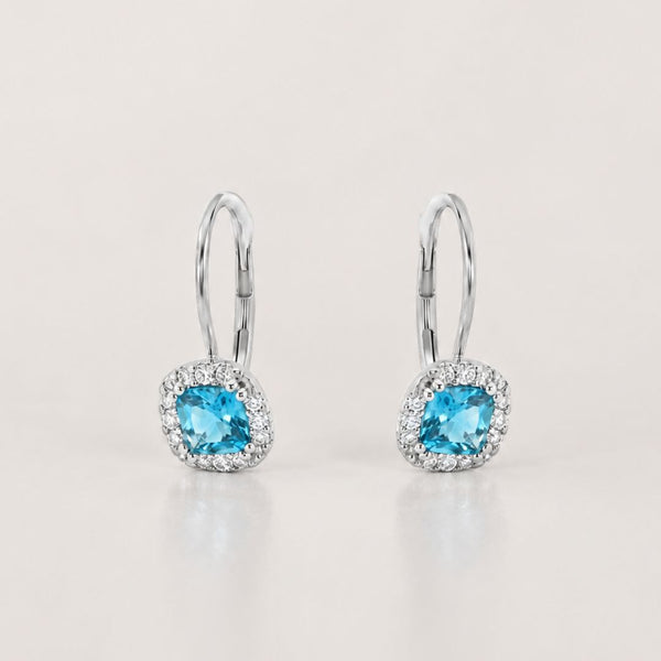 PENDIENTES TOPACIO AZUL Y DIAMANTES