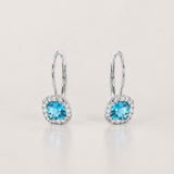 PENDIENTES TOPACIO AZUL Y DIAMANTES