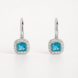 PENDIENTES TOPACIO AZUL Y DIAMANTES