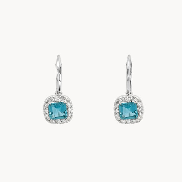 PENDIENTES TOPACIO AZUL Y DIAMANTES