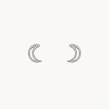 BOUCLES D'OREILLES LUNES AVEC DIAMANTS BLANCHE