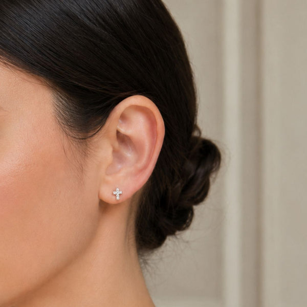 Diamond Cross Earrings