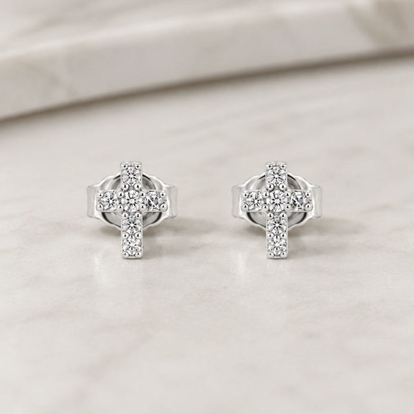 Diamond Cross Earrings