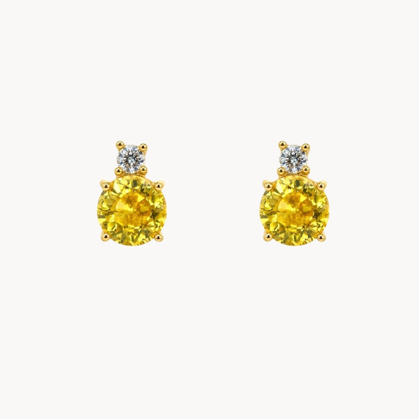PENDIENTES CON ZAFIRO AMARILLO Y DIAMANTE