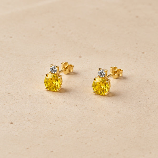 PENDIENTES CON ZAFIRO AMARILLO Y DIAMANTE