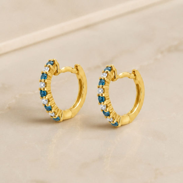 PENDIENTES AROS ZAFIROS Y DIAMANTES
