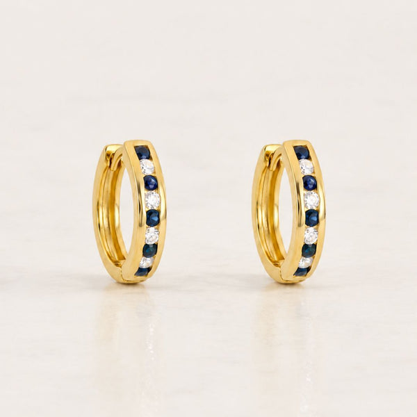 PENDIENTES AROS ZAFIRO Y DIAMANTES