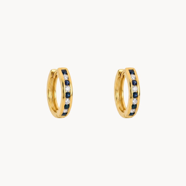 PENDIENTES AROS ZAFIRO Y DIAMANTES