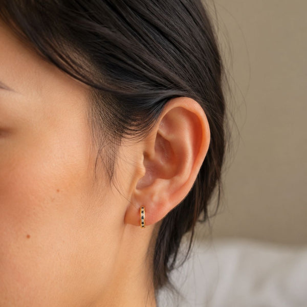 PENDIENTES AROS ZAFIRO Y DIAMANTES