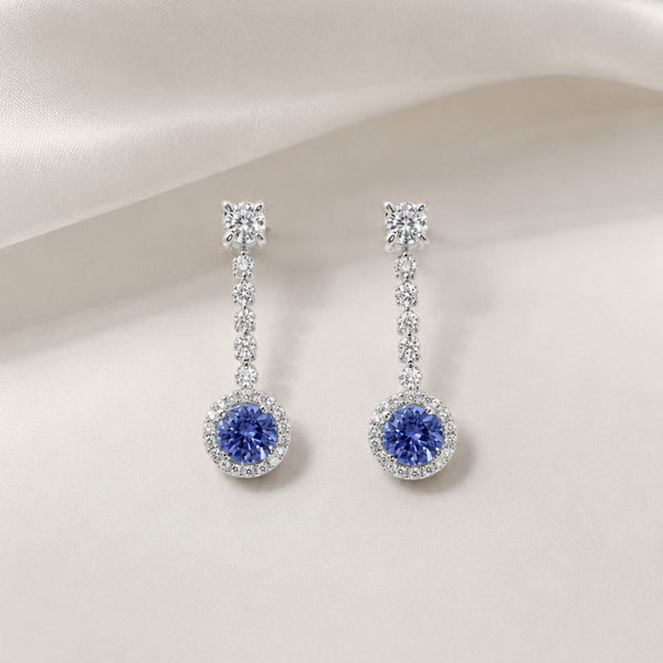 PENDIENTES ZAFIRO Y DIAMANTES