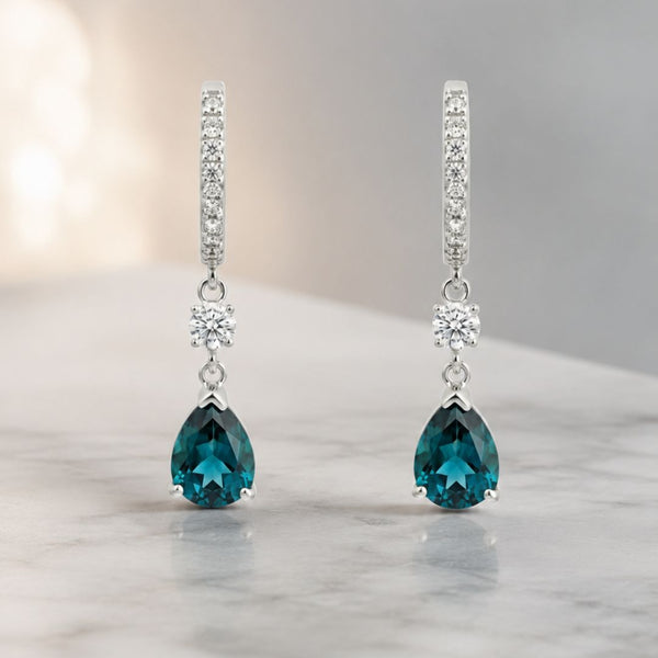 PENDIENTES ZAFIRO Y DIAMANTES