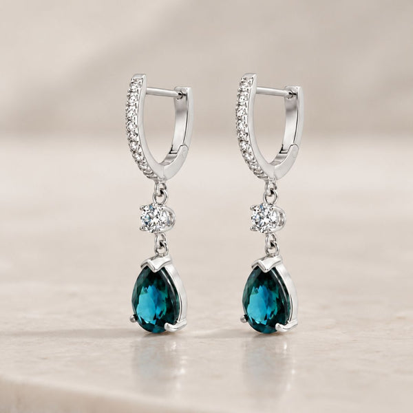 PENDIENTES ZAFIRO Y DIAMANTES