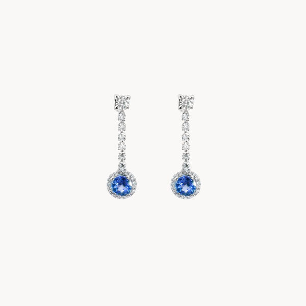 PENDIENTES LARGOS ZAFIRO Y DIAMANTES LIZZY
