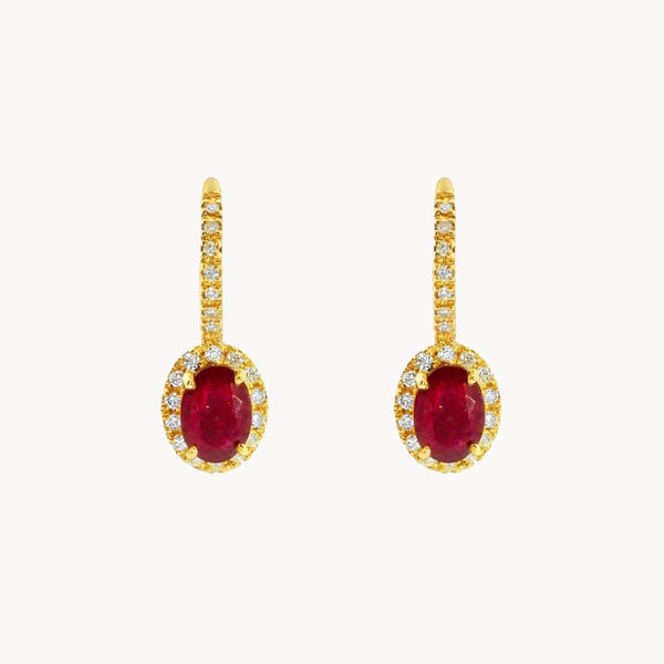 PENDIENTES RUBI Y DIAMANTES
