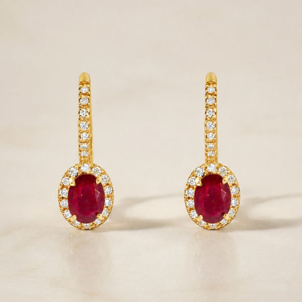 PENDIENTES RUBI Y DIAMANTES