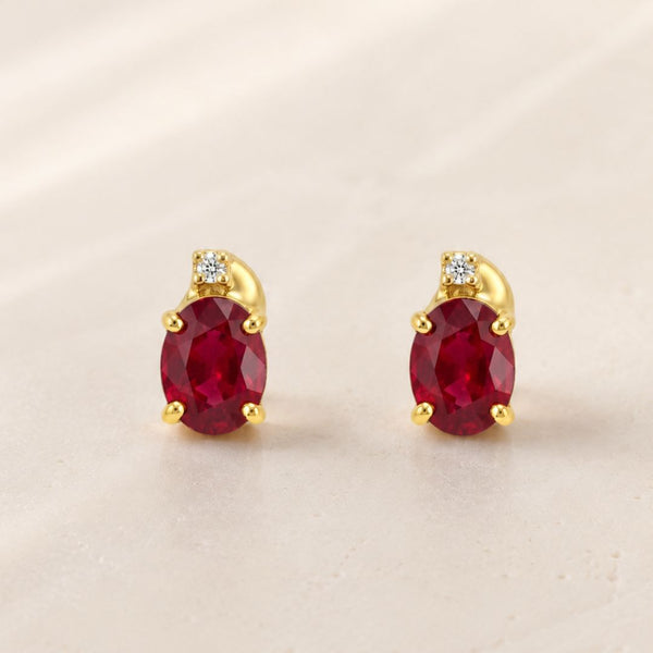 PENDIENTES RUBI Y DIAMANTES