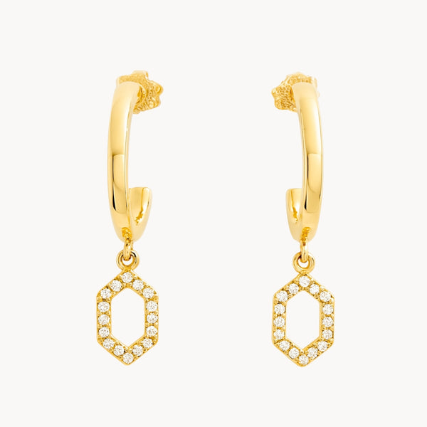 PENDIENTES HEXAGONOS CON DIAMANTES MACEY