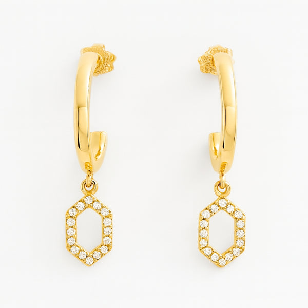 PENDIENTES HEXAGONOS CON DIAMANTES MACEY
