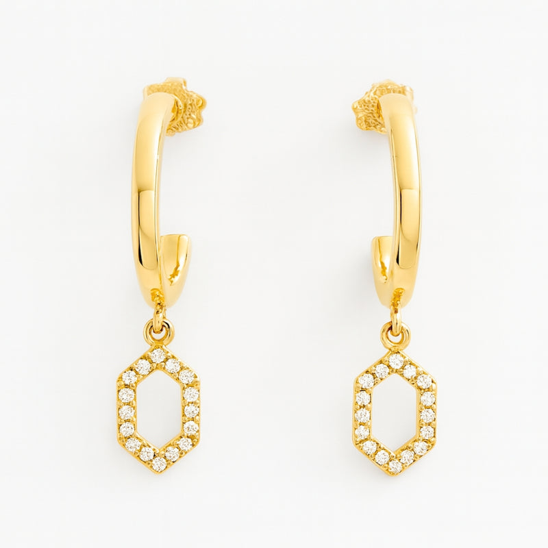 PENDIENTES HEXAGONOS CON DIAMANTES MACEY