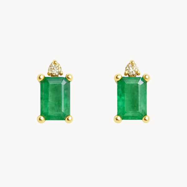 PENDIENTES ESMERALDA Y DIAMANTE AMELIA