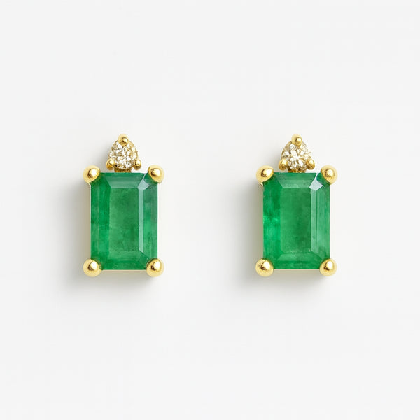 PENDIENTES ESMERALDA Y DIAMANTE AMELIA
