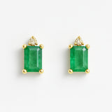 PENDIENTES ESMERALDA Y DIAMANTE AMELIA