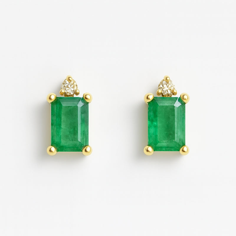 PENDIENTES ESMERALDA Y DIAMANTE AMELIA
