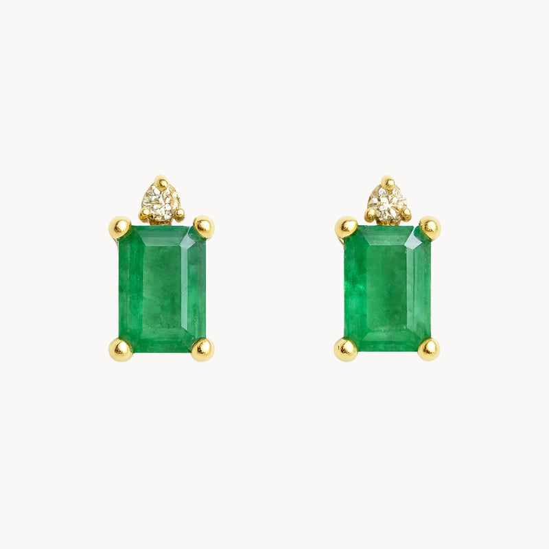 PENDIENTES ESMERALDA Y DIAMANTE AMELIA