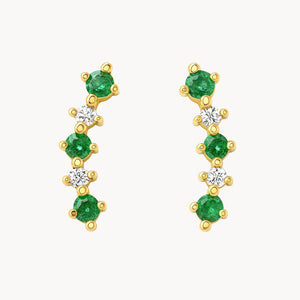 PENDIENTES TREPADORES ESMERALDAS Y DIAMANTES RUTH