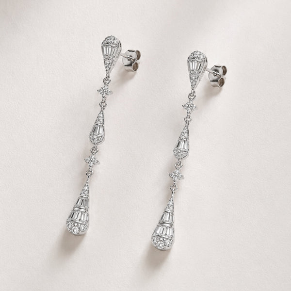 PENDIENTES LARGOS DE GOTA CON DIAMANTES