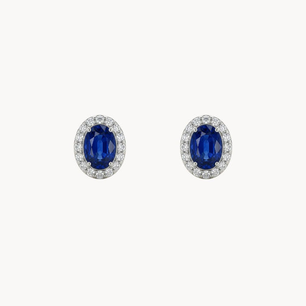 PENDIENTES OVAL CON ZAFIRO Y DIAMANTES