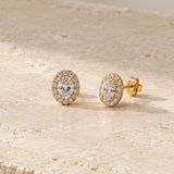 PENDIENTES DIAMANTE OVAL CON ORLA DE DIAMANTES