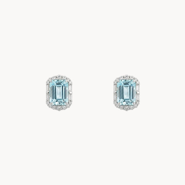 PENDIENTES AGUAMARINA Y DIAMANTES