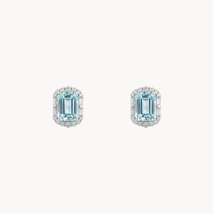 PENDIENTES AGUAMARINA Y DIAMANTES