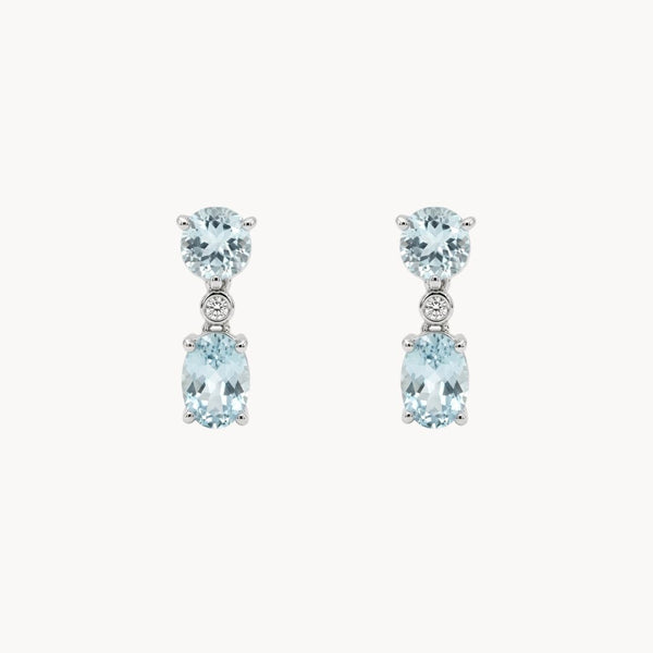 PENDIENTES AGUAMARINA Y DIAMANTES