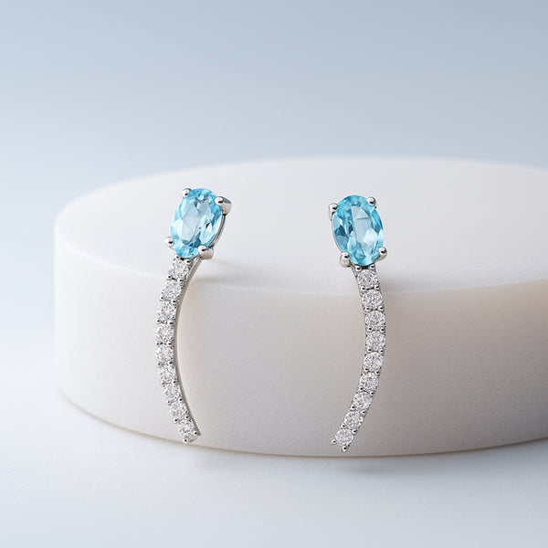 PENDIENTES AGUAMARINA Y DIAMANTES VITTORIA