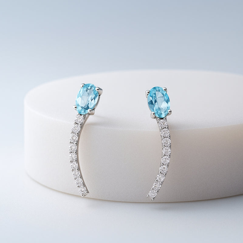 PENDIENTES AGUAMARINA Y DIAMANTES VITTORIA