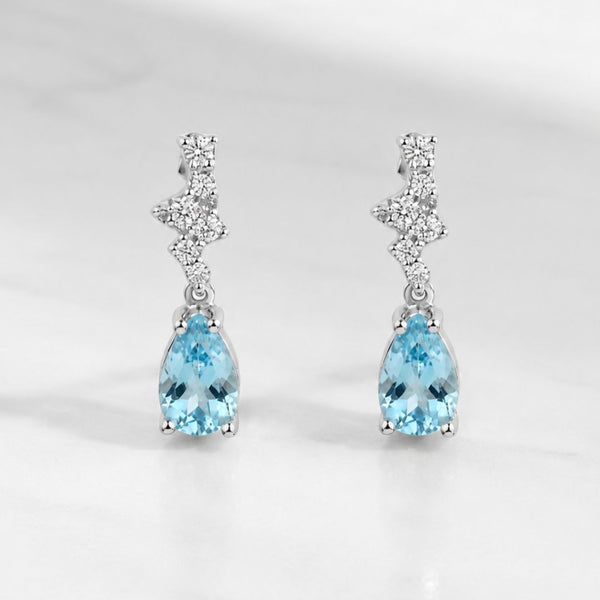 Aquamarine and Diamond Earrings
