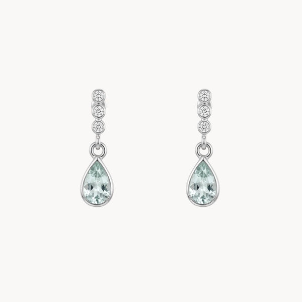 PENDIENTES AGUAMARINA Y DIAMANTES