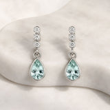 PENDIENTES AGUAMARINA Y DIAMANTES