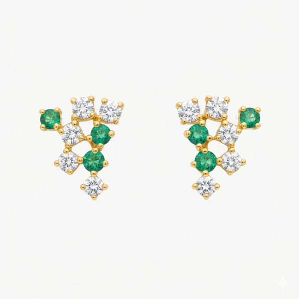 PENDIENTES ESMERALDAS Y DIAMANTES ANETA