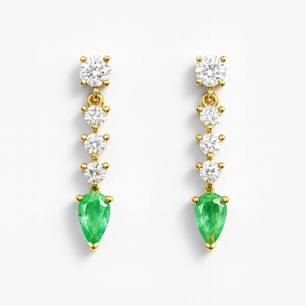 PENDIENTES ESMERALDAS Y DIAMANTES SIRPA