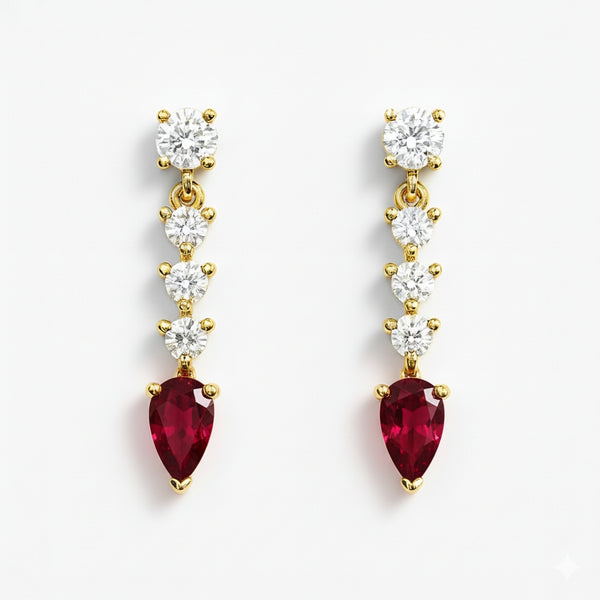 PENDIENTES RUBIES Y DIAMANTES SIRPA